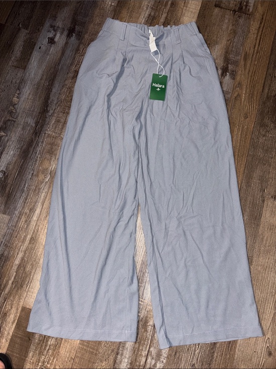 HALARA Pants - HALARA Light Gray Wide-Leg waffle Pants